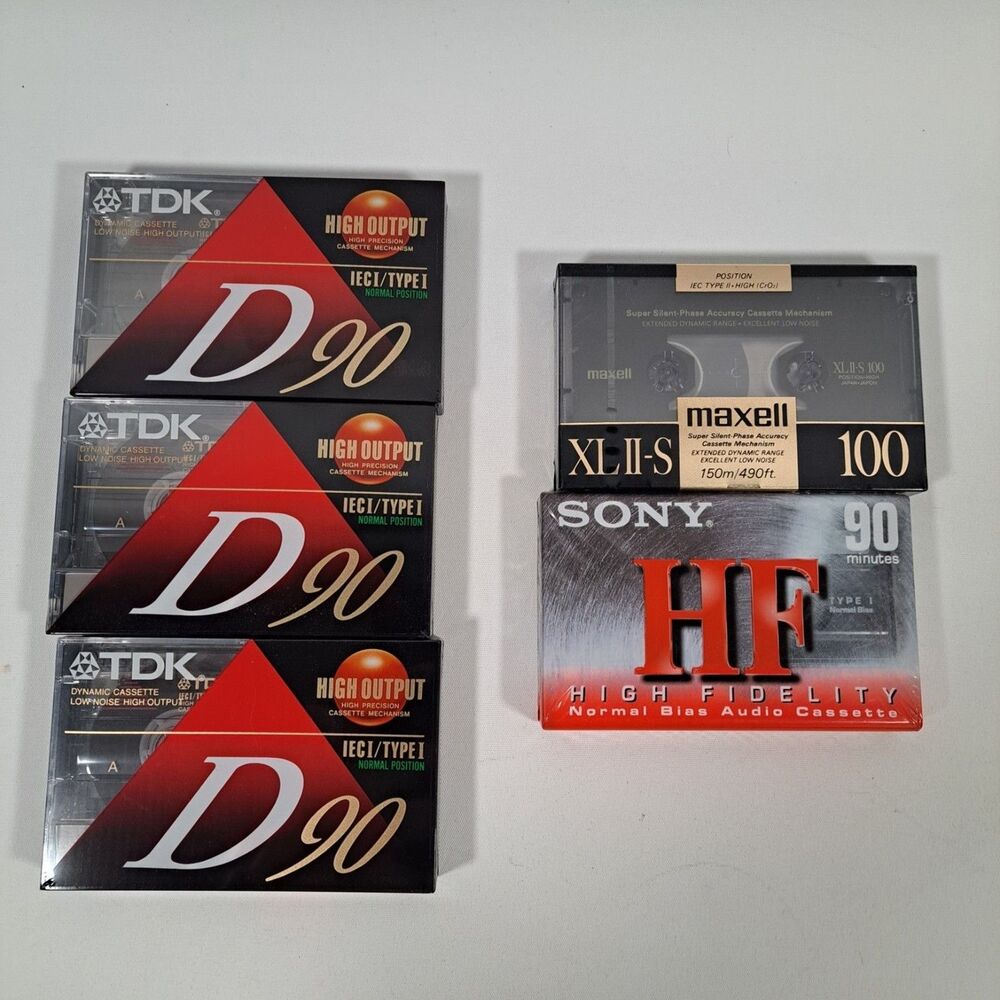 Lot 5 TDK D90 High Output Blank Audio Cassette Tapes Sony HF Maxell XL-II-S